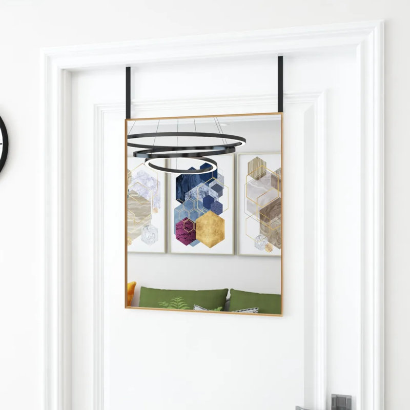 Jerl Metal;Glass Flat Wall Mirror, 80cm H x 30cm W, Gold