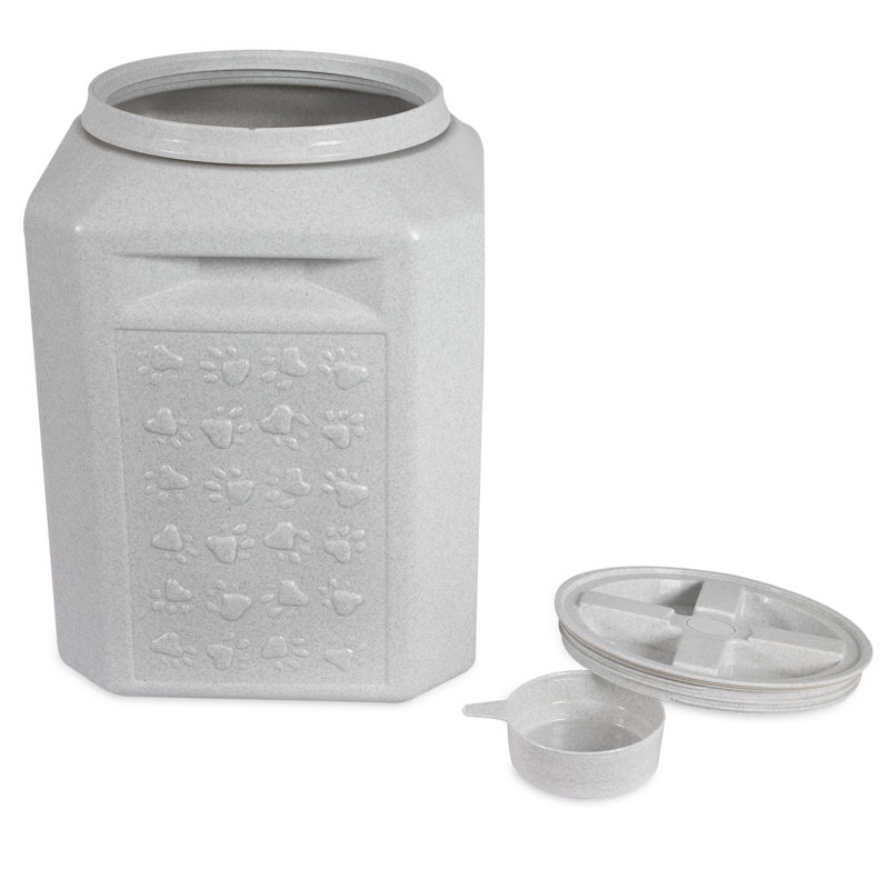 Gray Airtight Plastic Pet Food Storage Container with Twist Lid, 35 lb