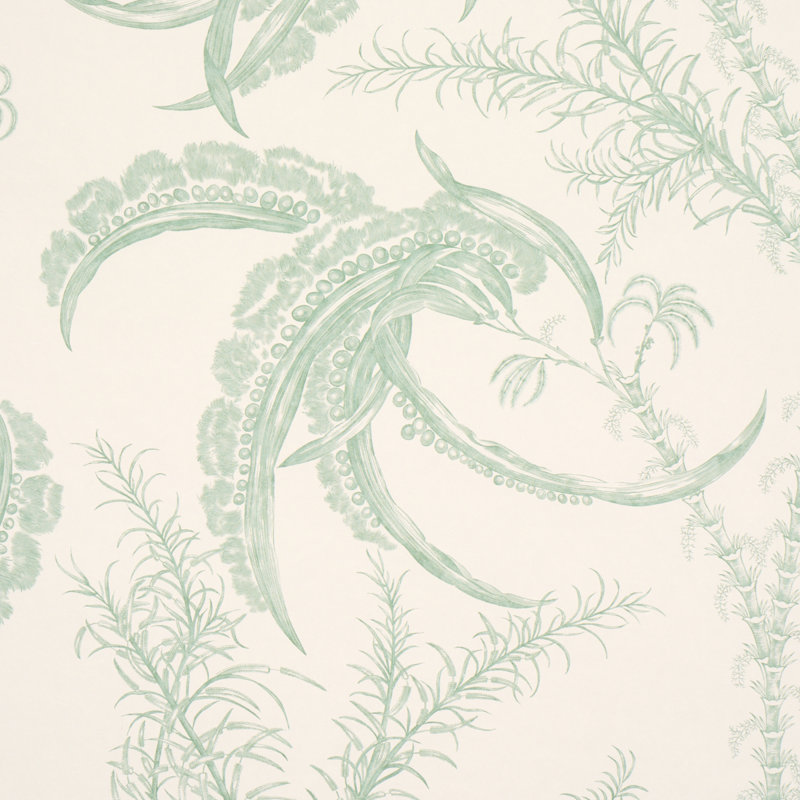 Ocean Floral Non-Woven Wallpaper Roll, Green