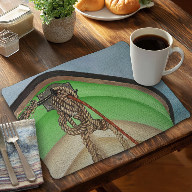 Sailing Rowing Boat Blue Marine Braided Polyester Placemat