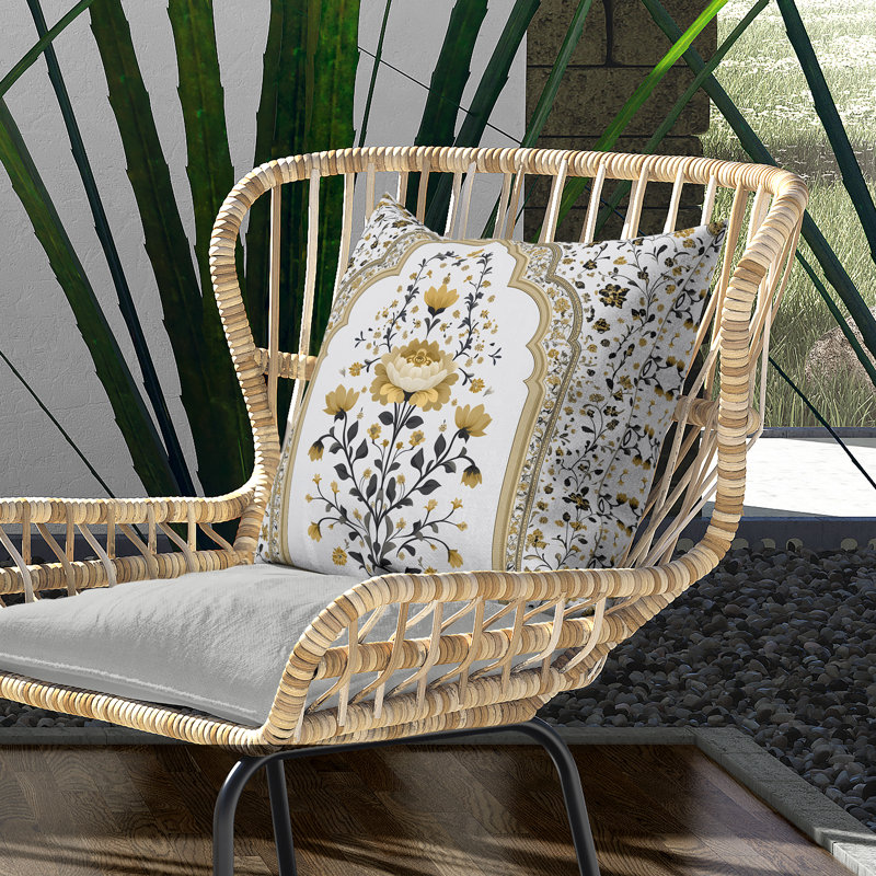 Splendeur moghole Intérieur/Extérieur 18x18, Square 18", Argent/Beige