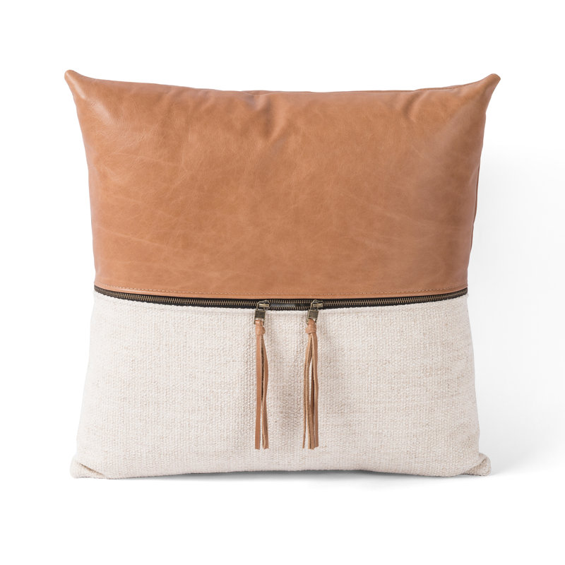  Rectangular Pillow Cover & Insert, 20"H x 20"W, Sonoma Butterscotch Top Grain Leather