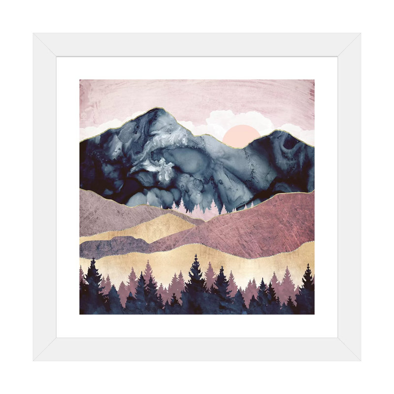 Mauve Vista - impression d'art graphique, Blanc, H 16 po x l 16 po x p 1 po, Papier encadré blanc