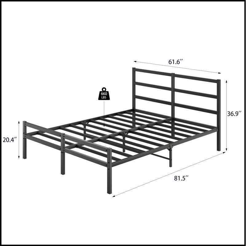 Structure de lit plateforme en métal robuste avec tête de lit élégante, assurant durabilité et style pour un sommeil confortable