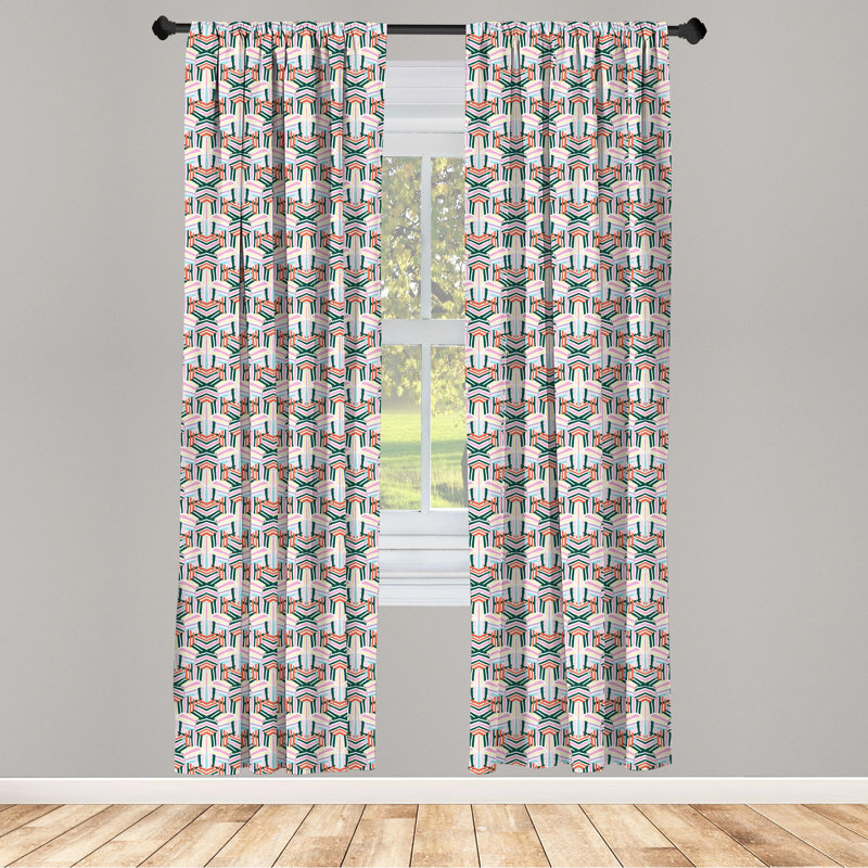 Glitch Abstract Semi-Sheer Rod Pocket Curtain Panels, 28" x 84"