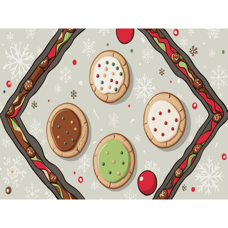 Tapis de vacances The Holiday Aisle® Cookies, Rectangulaire 8 pi x 12 pi
