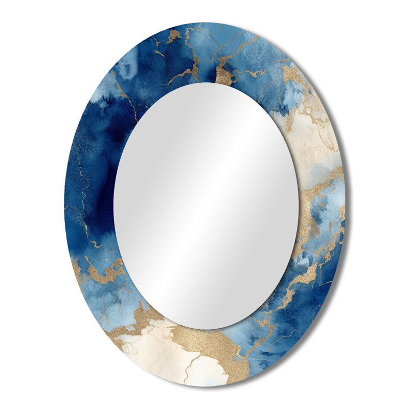 Miroir mural bleu et doré, 43 po x 33 po