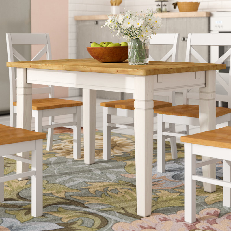 Kelly Pine Solid Wood Dining Table, H78 x L90 x W160cm, White/Leach-coloured