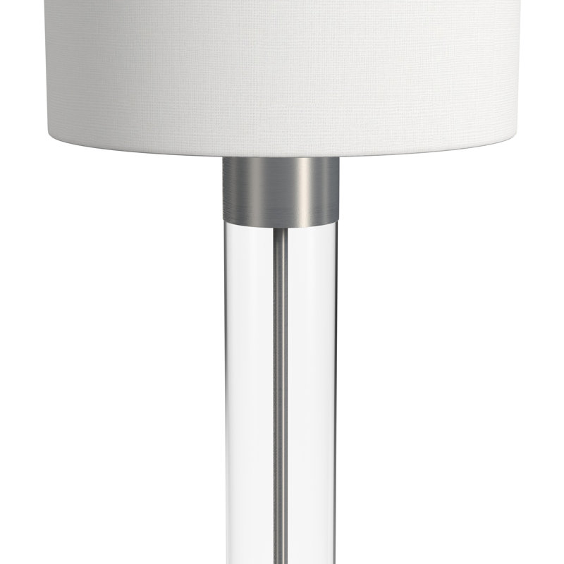 Tennison 34" Clear Glass and Brushed Nickel Table Lamp with White Linen Shade