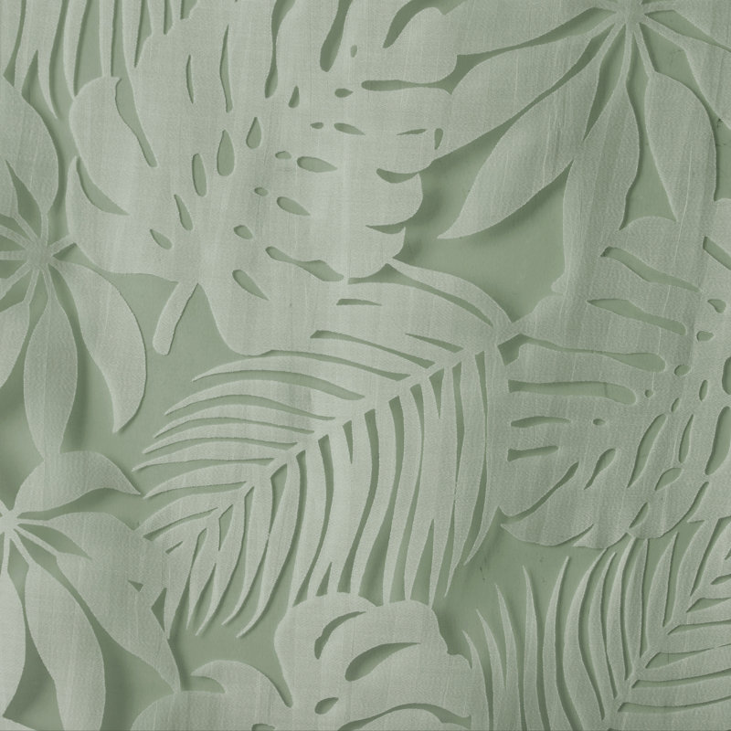 Leilani Palm Leaf Burnout Single Window Sheer, 50" W x 95" L, Sage Green