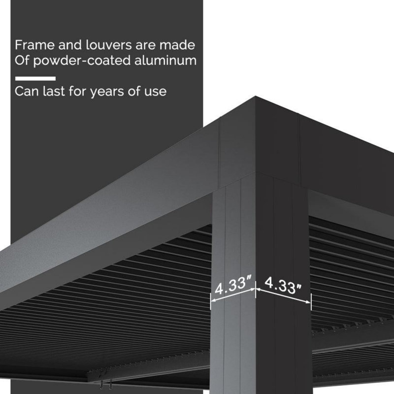 Pergola d'extérieur 14 po x 24 po en aluminium à persiennes bronze