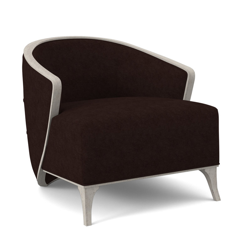 Fauteuil demi-tonneau l 30 po Peregrine, Acajou Margaret, Bisque