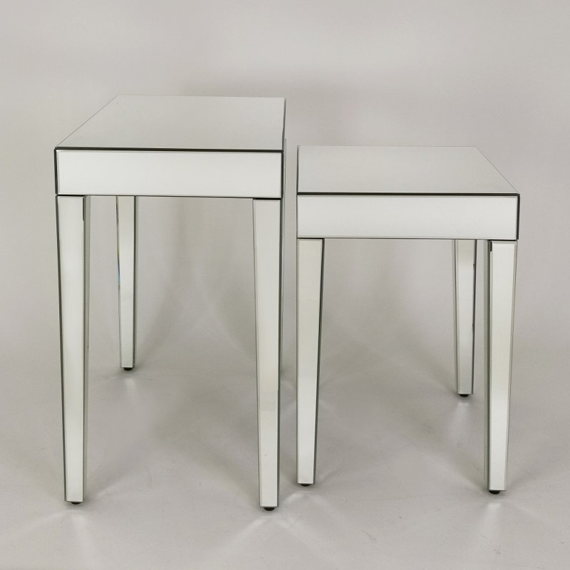 Quinnlynn Mirrored Glass Top Nesting Tables