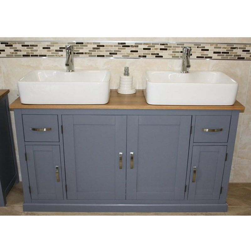Solid Beech 1230mm Free-standing Double Vanity