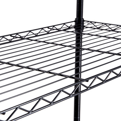 Storage Shelving Unit With 700 Lbs Capacity, 4 Adjustable, Wheels And Black Metal Rack For Garage Bathroom Heavy Duty Wheels, Pantry Home