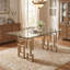 Table de salle à manger rectangulaire en verre 63 "avec base géométrique en métal 63"-1314532072