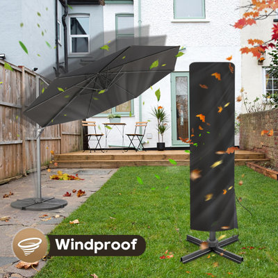 Cantilever Umbrella Covers - Housse de parasol d'extérieur pour parasols carrés de 7 à 12 pi, parasol imperméable et résistant aux rayons UV, tringle noire