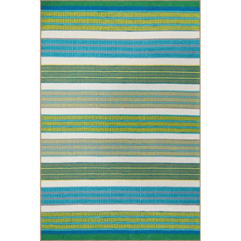 Tapis tissé à rayures vertes, Rond 3 pi 4 po