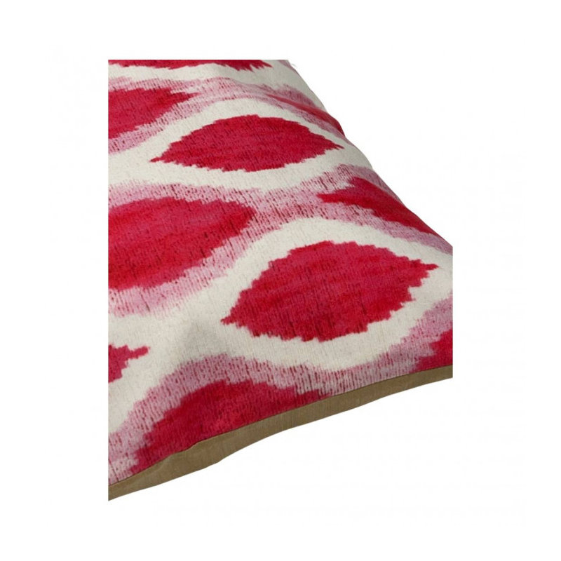 Square Throw Pillow, Pink/white Ikat