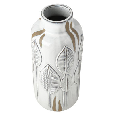 Mikasa Embossed Leaves Ceramic Table Vase