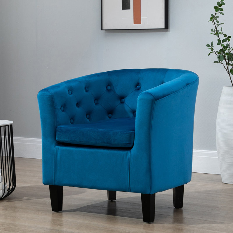 Tarbes Velvet Barrel Chair, Blue