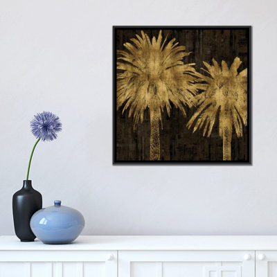 «Palms in Gold II» par Kate Bennett - Estampe numérique sur toile tendue avec châssis