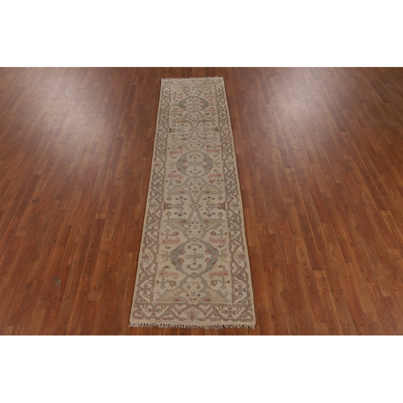 Tapis de couloir indien en laine Earth Tone Oushak 3 x 10