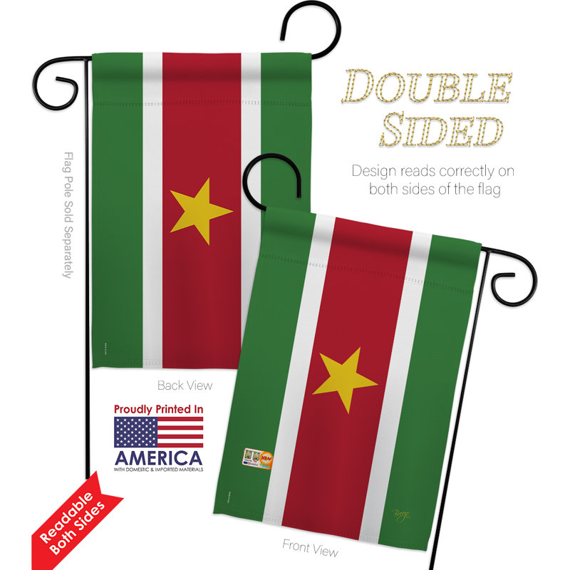 Ensemble de drapeaux décoratifs en polyester 2 faces 19 x 13 po 2 pièces suriname impressions