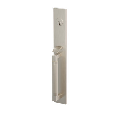 Ensemble de pinces à mortaiser Emtek SELECT, F13, pleine longueur, entraxe de 6,35 cm (2-1/2 po), tige extérieure en L, poignée moletée ; poignée intérieure Helios, chrome poli, pour gaucher
