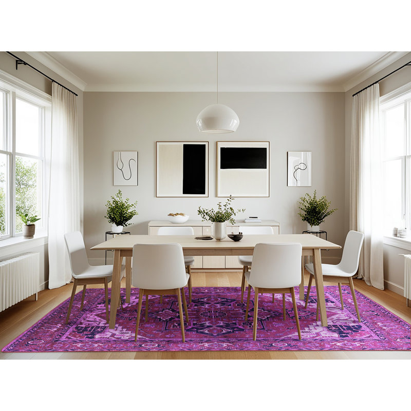 Tapis mauve Mid-Century 2037, Rectangle 7 pi x 10 pi