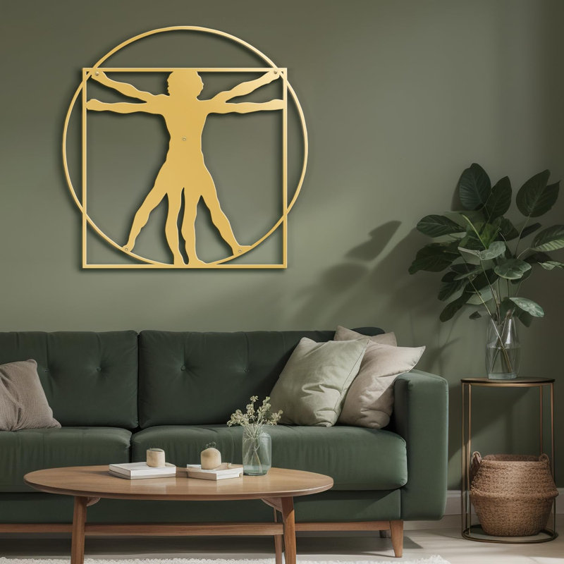 Décoration murale en métal, H 18 po x l 18 po x P 0,05 po, Or