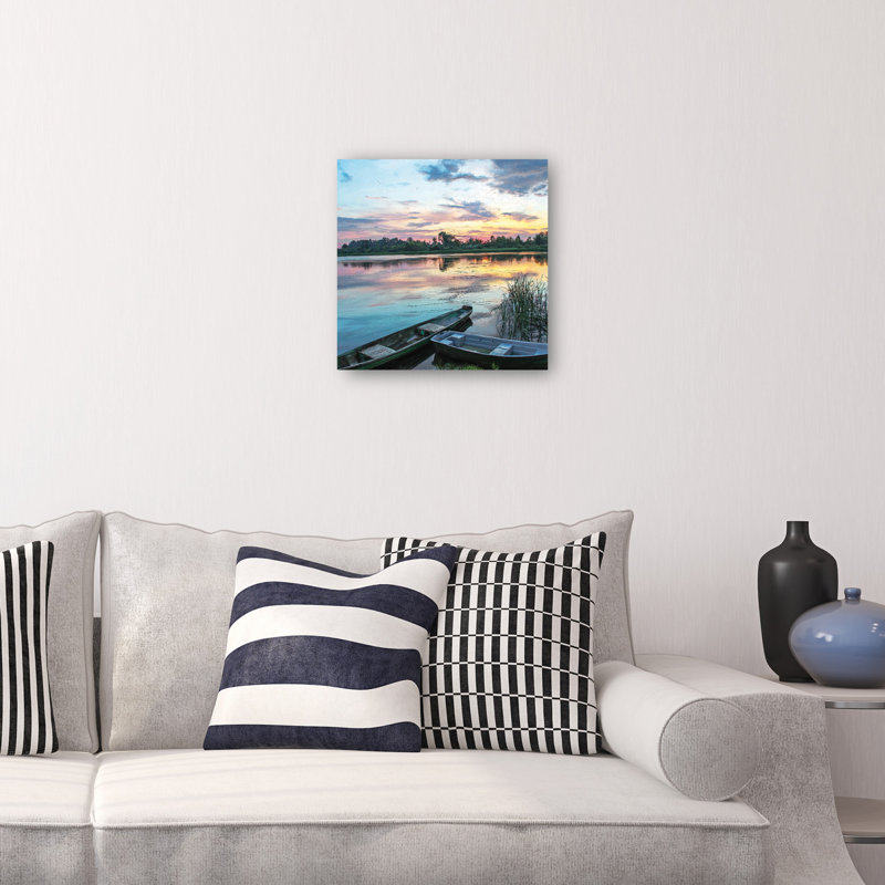 Lakeside Sunset Wrapped Canvas Art Print - 20" x 20"