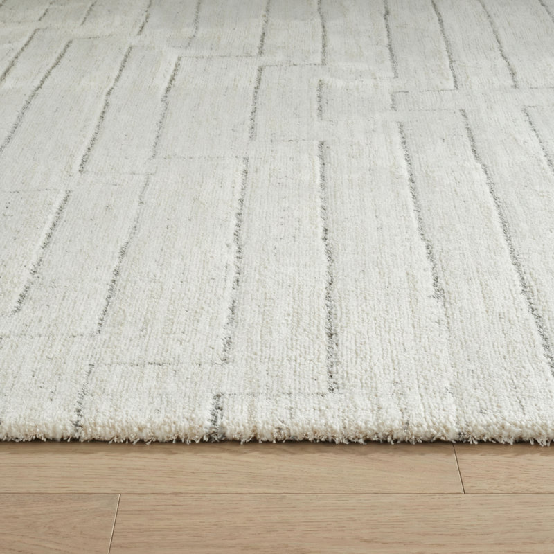 Rug Branch Aila 7' x 10' (6'7" x 9'6") Beige/Cream Linear Geometric Indoor Area Rug, Modern, Medium Pile, Stain-Resistant Carpet - Living Room, Bedroom, Dining Room, and Kitchen