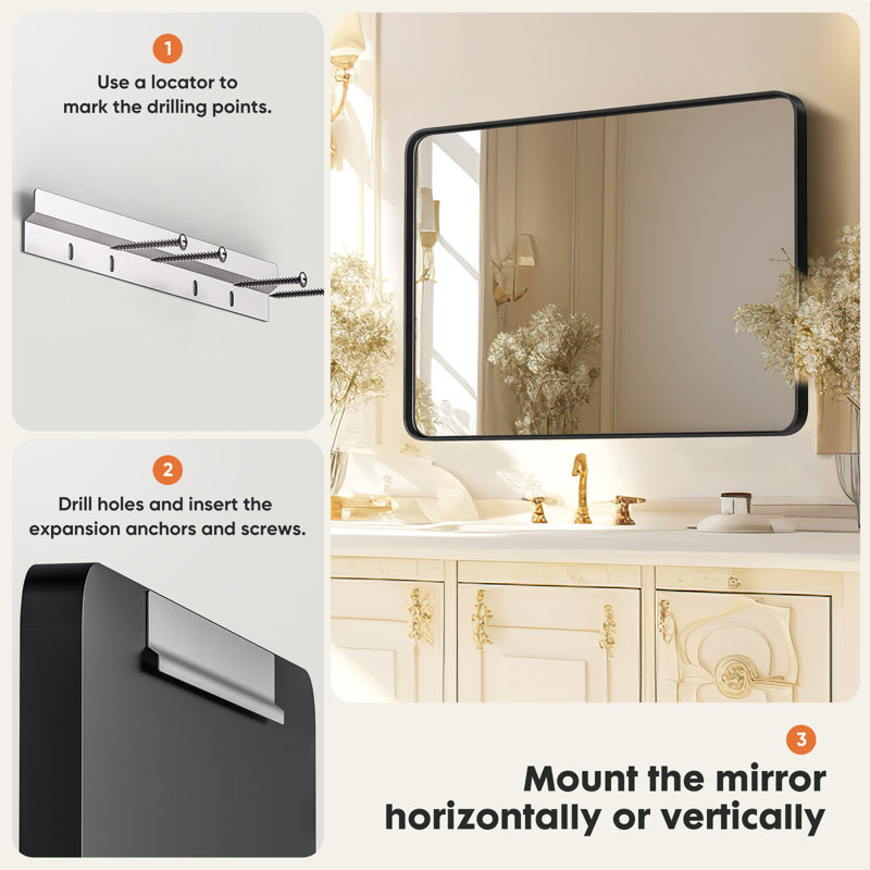  Bathroom Mirror Vanity Mirror For Wall,Aluminum Alloy Framed Wall Mirror
