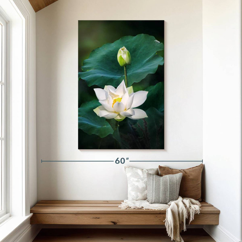 Harnek Budding White Lotuses, 48" H x 32" W