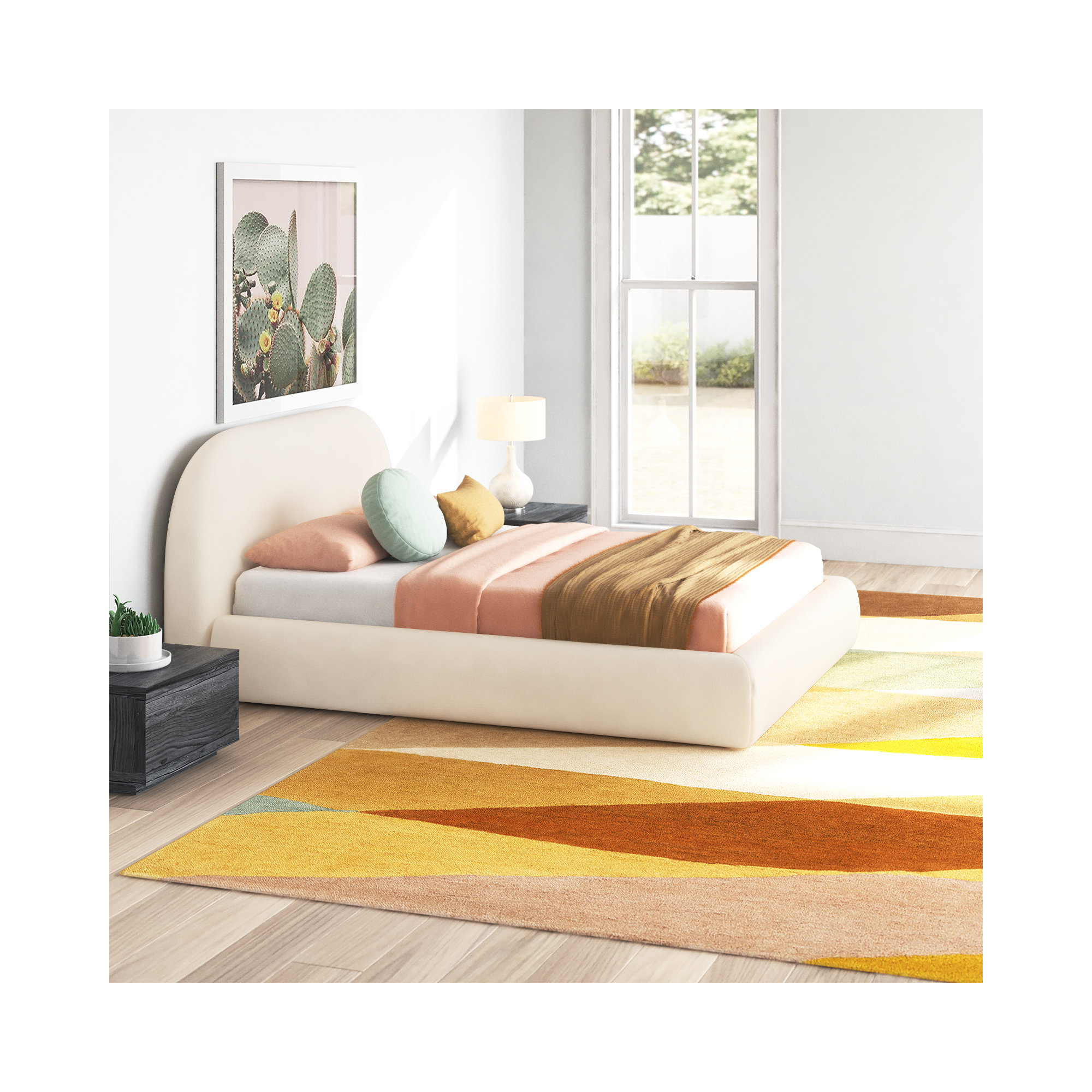 Gayla Velvet Upholstered Bed Frame, Queen