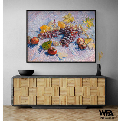 Raisins, citrons, poires et pommes par Vincent Van Gogh, impression de peinture à l'huile de fruits, impression murale de nourriture, reproduction de style Van Gogh, art mural encadré