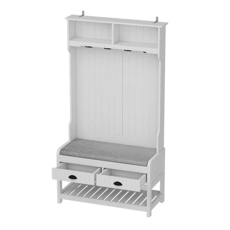 Portemanteau avec banc et rangement pour chaussures, Blanc