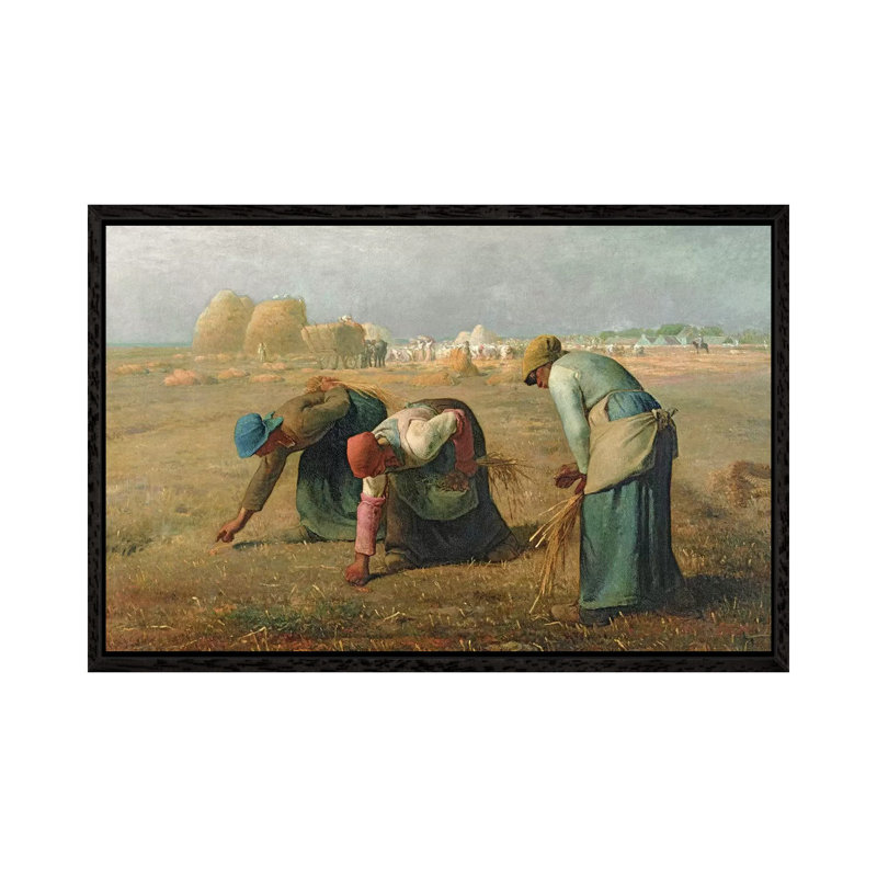 The Gleaners, 1857 by Jean-Francois Millet - Painting on Canvas, 66.04cm H x 101.6cm W x 3.81cm D, Black Framed