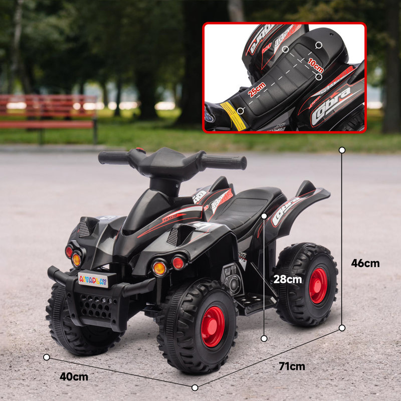HOMCOM 1 Seater All-Terrain Vehicles Battery Powered Ride On, Black