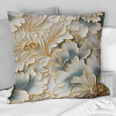 Beige Frosty Drift Experience - Marble Printed Throw Pillow