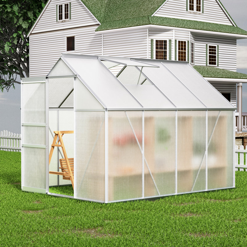 Serre en polycarbonate de 8 pi L x 6 pi avec évent de toit