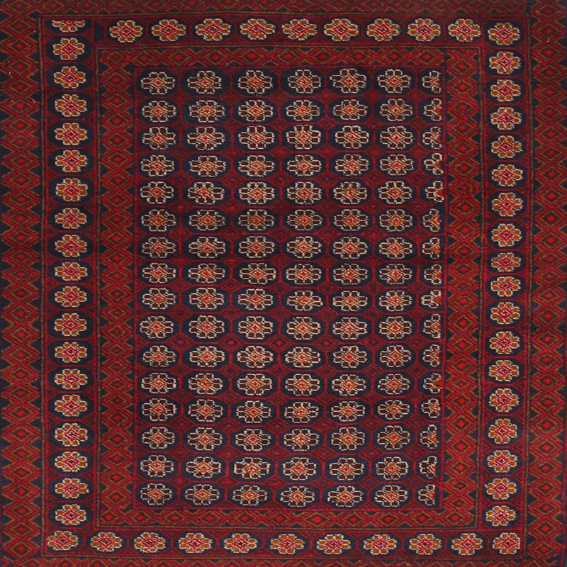 Tapis beige/rouge/brun contemporain, Carré 3 pi