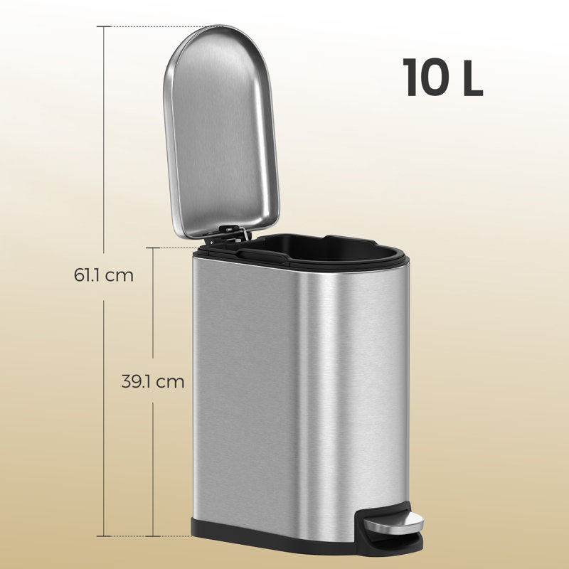 Conjetta Step On Kitchen Trash Can - 10L, Silver