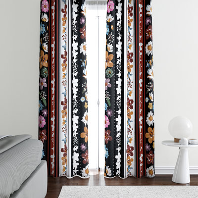 Panneau de rideau floral semi-transparent