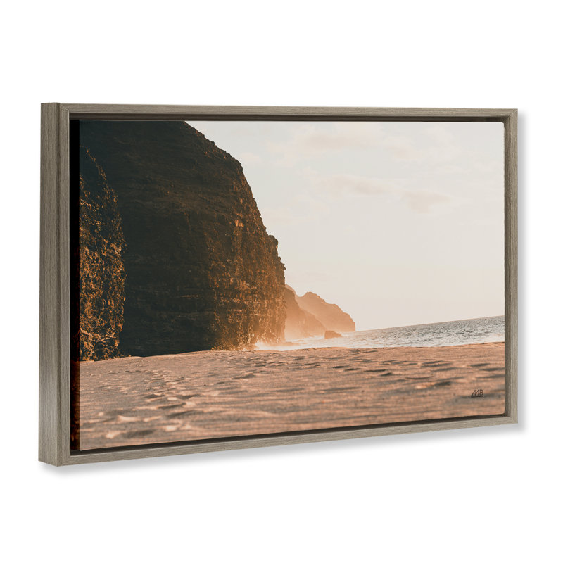 Toile flottante encadrée noire Hawaiian Glow Shoreline par Max Blakesberg Studios, Cadre flottant orme Montalcino