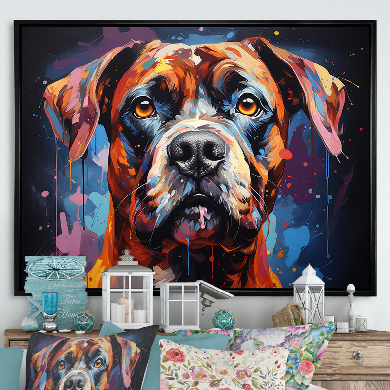 Boxer Boldness III sur toile, Cadre flottant noir, H 24 po x l 32 po x P 1 po