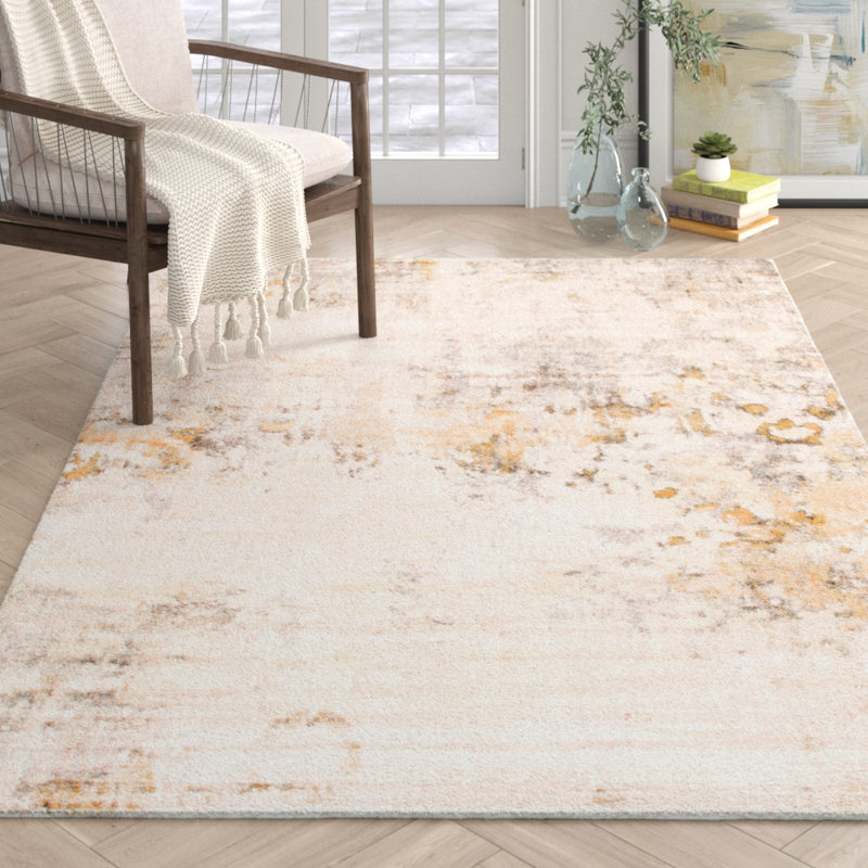 Tapis beige à motif abstrait Frodsham, Rectangle 8 pi x 10 pi