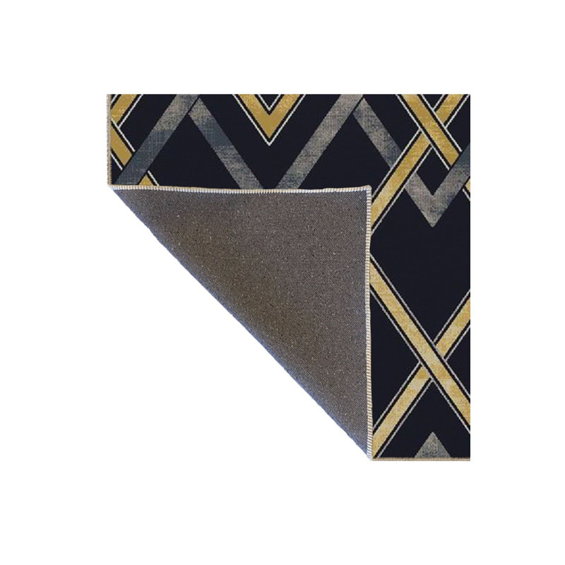 Tapis noir à motif géométrique lavable, Sous-tapis carré 3 pi 3 po inclus