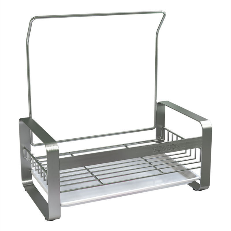 Wall-Mounted Dish Rack With Sponge Holder And Drainboard For Kitchen Sink Organization